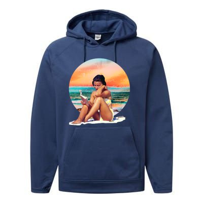 Lady Sunset Reading Book Performance Fleece Hoodie