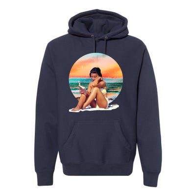 Lady Sunset Reading Book Premium Hoodie