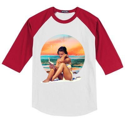 Lady Sunset Reading Book Kids Colorblock Raglan Jersey