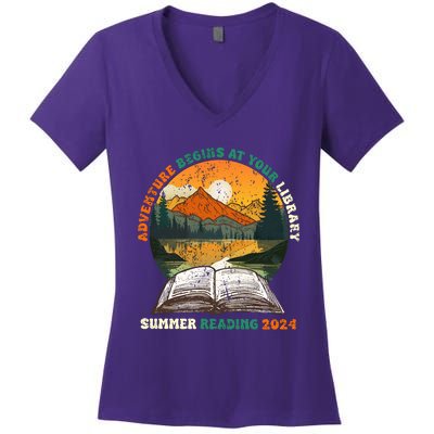 Library Summer Reading 2024 Women's V-Neck T-Shirt