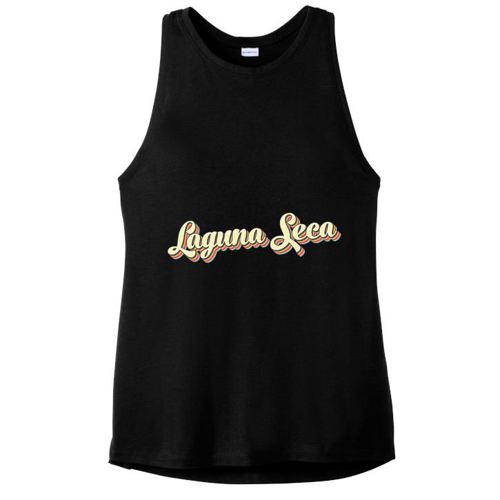 Laguna Seca Retro Art Baseball Font Vintage Ladies PosiCharge Tri-Blend Wicking Tank