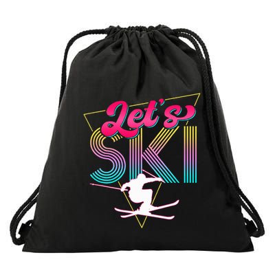 LetS Ski Retro 80s Skiing Party Outfit 90s Skier Costume Drawstring Bag