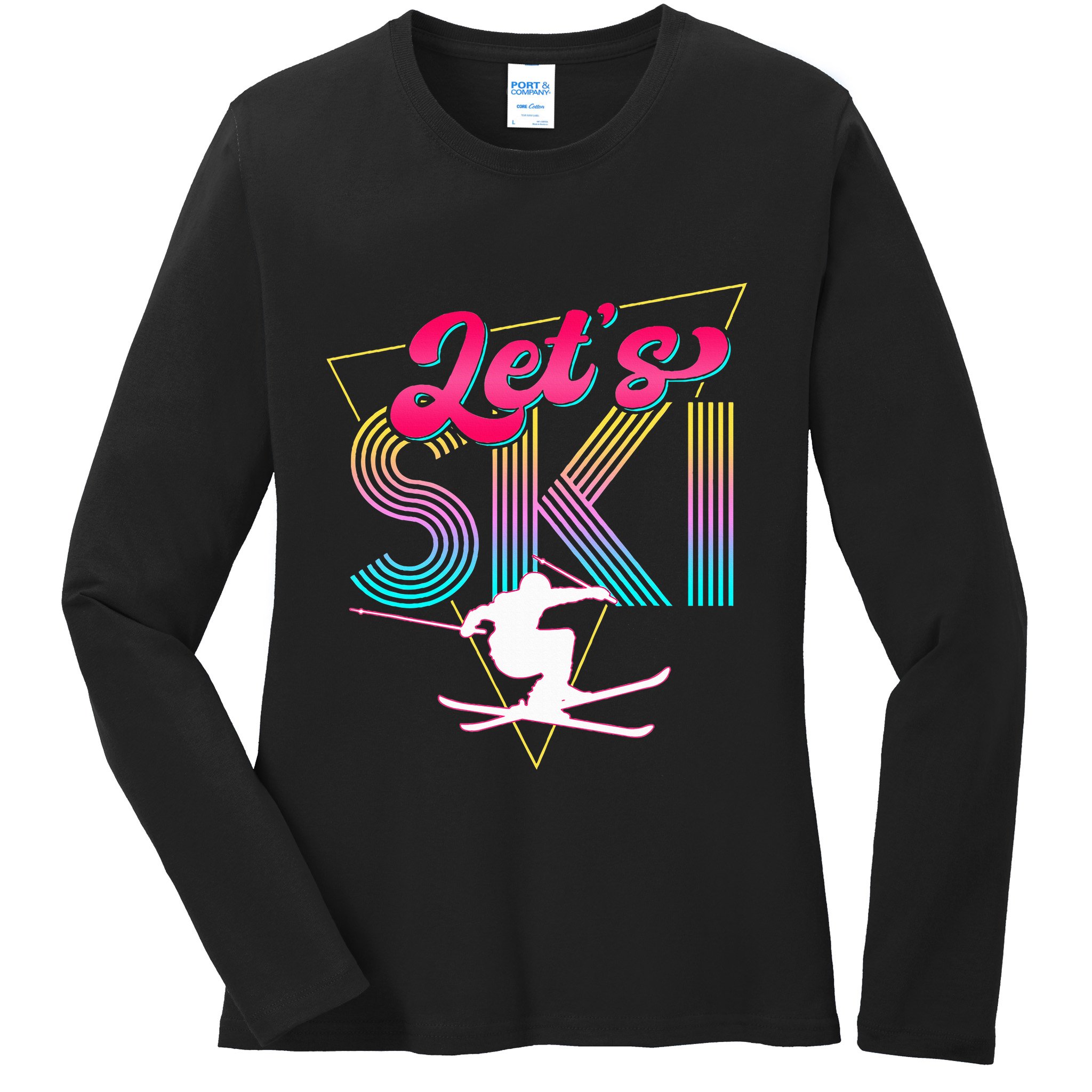 LetS Ski Retro 80s Skiing Party Outfit 90s Skier Costume Ladies Long Sleeve Shirt
