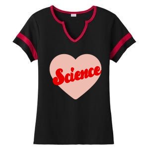 Love Science Retro Heart Ladies Halftime Notch Neck Tee