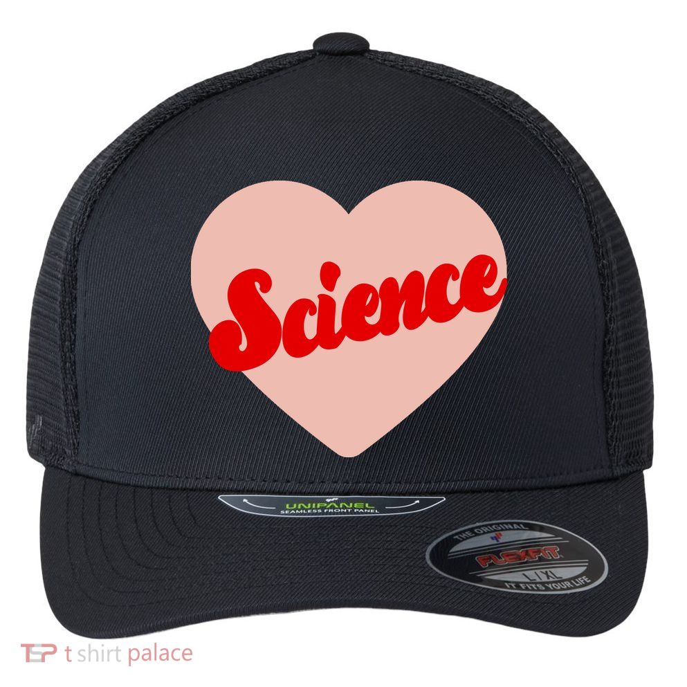 Love Science Retro Heart Flexfit Unipanel Trucker Cap