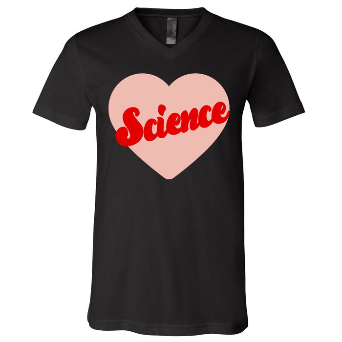 Love Science Retro Heart V-Neck T-Shirt