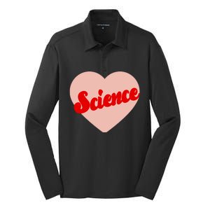 Love Science Retro Heart Silk Touch Performance Long Sleeve Polo