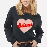 Love Science Retro Heart Cropped Pullover Crew