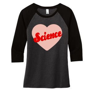 Love Science Retro Heart Women's Tri-Blend 3/4-Sleeve Raglan Shirt