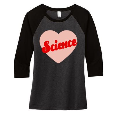 Love Science Retro Heart Women's Tri-Blend 3/4-Sleeve Raglan Shirt