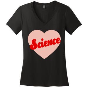 Love Science Retro Heart Women's V-Neck T-Shirt