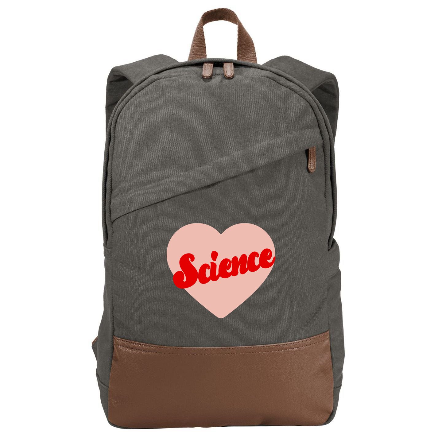 Love Science Retro Heart Cotton Canvas Backpack