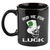 Leprechaun Scull Rub Me For Luck Gift 11oz C Handle Ceramic Mug