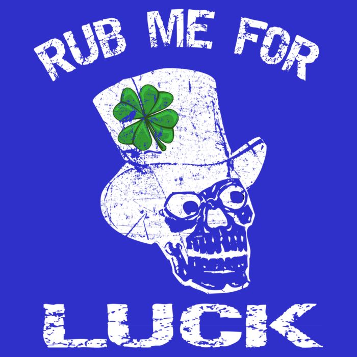 Leprechaun Scull Rub Me For Luck Gift Stripe Pom Pom Beanie