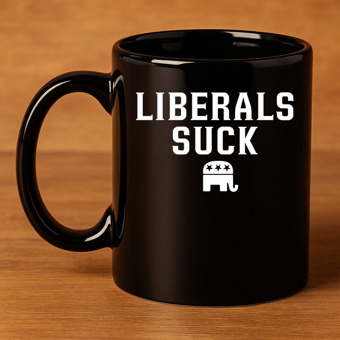 Liberals Suck Republican Party Elephant Conservatives 11oz C Handle Ceramic Mug