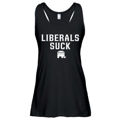 Liberals Suck Republican Party Elephant Conservatives Ladies Essential Flowy Tank