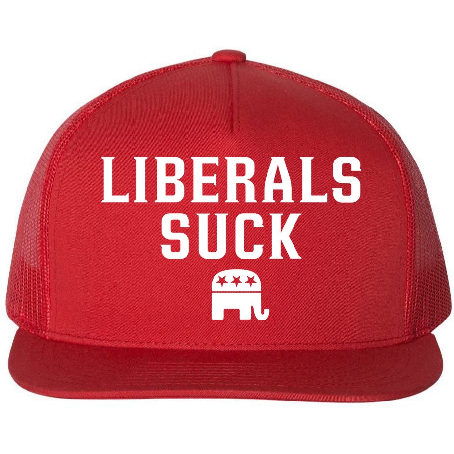 Liberals Suck Republican Party Elephant Conservatives Flat Bill Trucker Hat