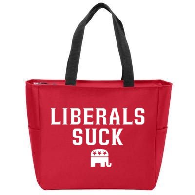 Liberals Suck Republican Party Elephant Conservatives Zip Tote Bag