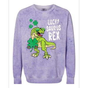 Lucky Saurus Rex T-Rex green St Patricks Day Colorblast Crewneck Sweatshirt