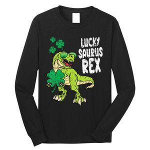 Lucky Saurus Rex T-Rex green St Patricks Day Long Sleeve Shirt