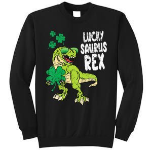 Lucky Saurus Rex T-Rex green St Patricks Day Sweatshirt