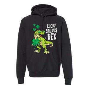 Lucky Saurus Rex T-Rex green St Patricks Day Premium Hoodie