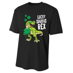 Lucky Saurus Rex T-Rex green St Patricks Day Performance Sprint T-Shirt