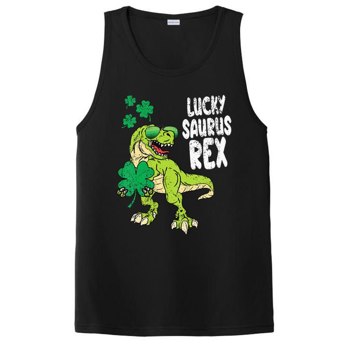 Lucky Saurus Rex T-Rex green St Patricks Day PosiCharge Competitor Tank