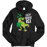 Lucky Saurus Rex T-Rex green St Patricks Day Tie Dye Hoodie