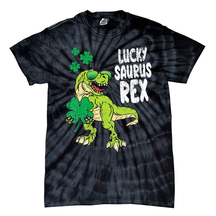 Lucky Saurus Rex T-Rex green St Patricks Day Tie-Dye T-Shirt