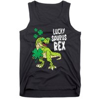 Lucky Saurus Rex T-Rex green St Patricks Day Tank Top