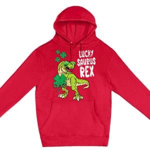 Lucky Saurus Rex T-Rex green St Patricks Day Premium Pullover Hoodie