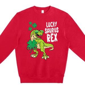 Lucky Saurus Rex T-Rex green St Patricks Day Premium Crewneck Sweatshirt