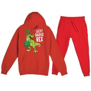 Lucky Saurus Rex T-Rex green St Patricks Day Premium Hooded Sweatsuit Set