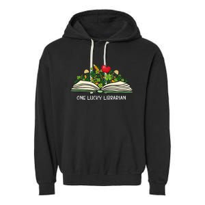 Love Shamrock Reading Teacher Funny St Patricks Day Garment-Dyed Fleece Hoodie