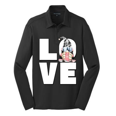 Love Snowboarding Retro Winter Sports Gnome Mom Gift Silk Touch Performance Long Sleeve Polo