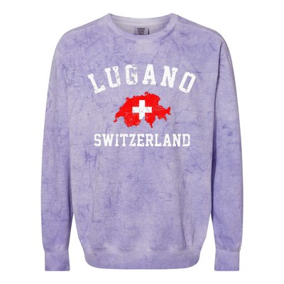 Lugano, Swiss Switzerland Colorblast Crewneck Sweatshirt