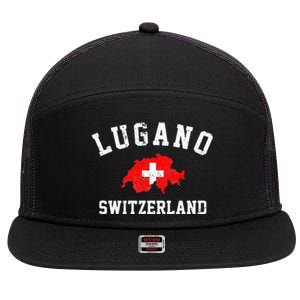 Lugano, Swiss Switzerland 7 Panel Mesh Trucker Snapback Hat