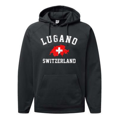 Lugano, Swiss Switzerland Performance Fleece Hoodie