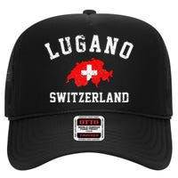 Lugano, Swiss Switzerland High Crown Mesh Back Trucker Hat