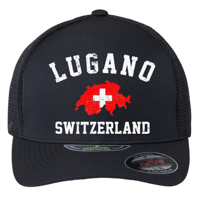 Lugano, Swiss Switzerland Flexfit Unipanel Trucker Cap