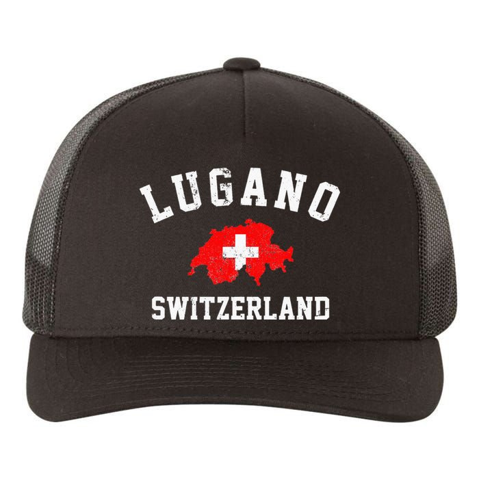 Lugano, Swiss Switzerland Yupoong Adult 5-Panel Trucker Hat