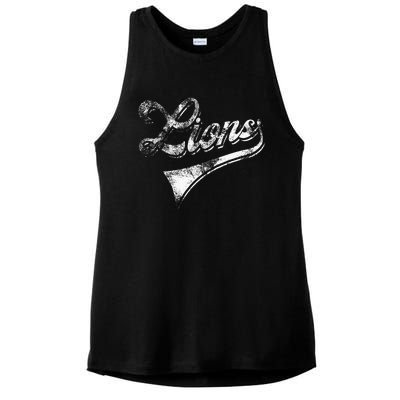 Lions School Sports Fan Team Spirit Mascot Ladies PosiCharge Tri-Blend Wicking Tank