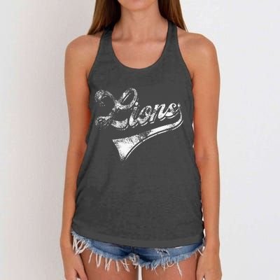 Lions School Sports Fan Team Spirit Mascot Women's Knotted Racerback Tank