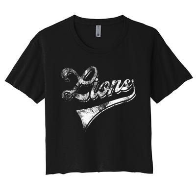 Lions School Sports Fan Team Spirit Mascot Women's Crop Top Tee