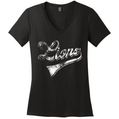 Lions School Sports Fan Team Spirit Mascot Women's V-Neck T-Shirt