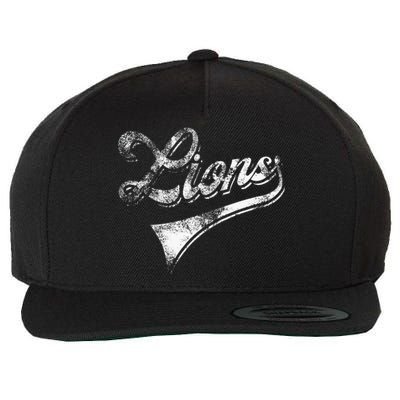 Lions School Sports Fan Team Spirit Mascot Wool Snapback Cap