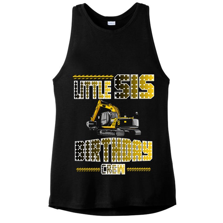 Little Sis Sister Birthday Crew Party Excavator Ladies PosiCharge Tri-Blend Wicking Tank