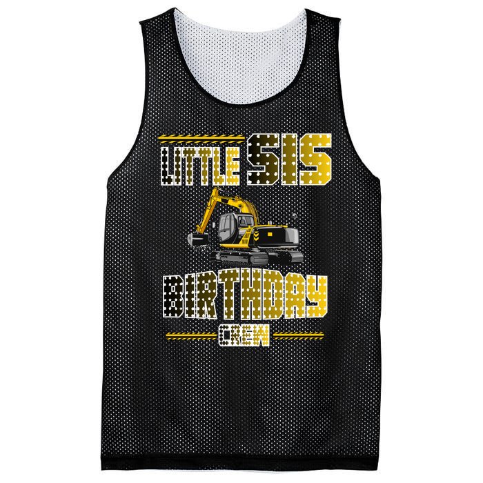 Little Sis Sister Birthday Crew Party Excavator Mesh Reversible Basketball Jersey Tank