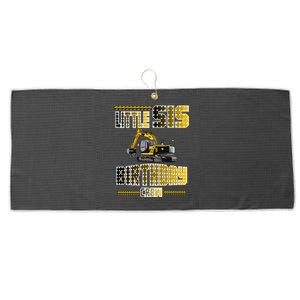 Little Sis Sister Birthday Crew Party Excavator Large Microfiber Waffle Golf Towel